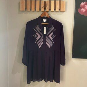 Ariat NWT Plum Western Embroidered Sheer Tunic